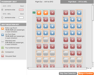 Jetstar Seat Chooser page
